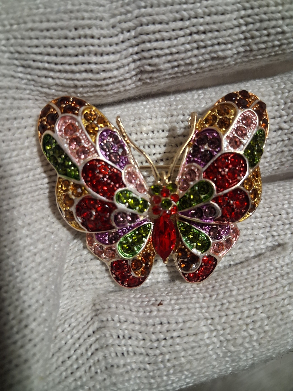 Multicolor Crystal Butterfly Brooch Pin - Picture 1 of 4